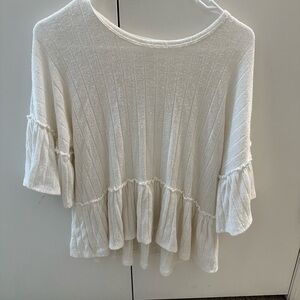 Elegant White Ruffle Sleeve Top